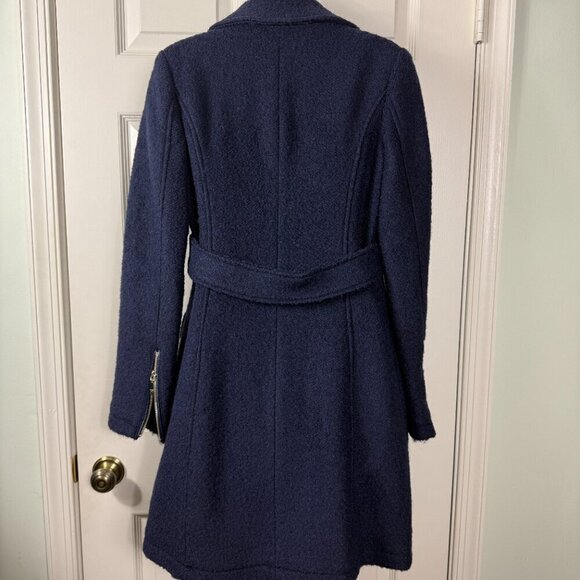 GUESS Blue Wool-Blend Bouclé Coat with Belt, XS - Picture 5 of 12